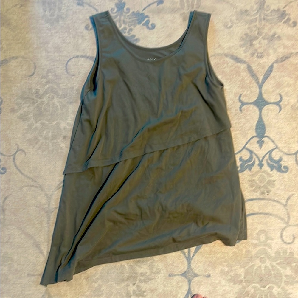 Latched Mama Asymmetrical Green Tank Top